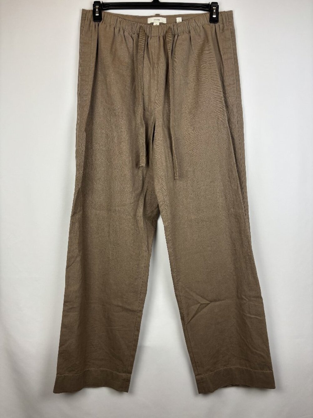 Large Vince Pull On Tie Front Pants Lightweight Hemp Cotton Wide Straight Leg
